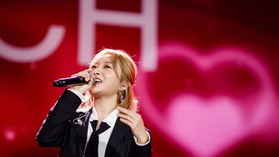 South Korean singer Punch performs at the show.