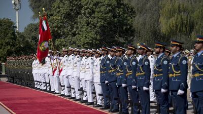 President Nieto was accorded an official welcome upon arrival to the Palace with the band playing the national anthems of Mexico and the UAE.
