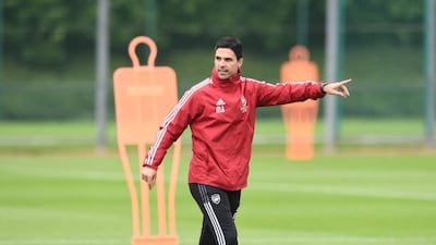 Arsenal manager Mikel Arteta during training.