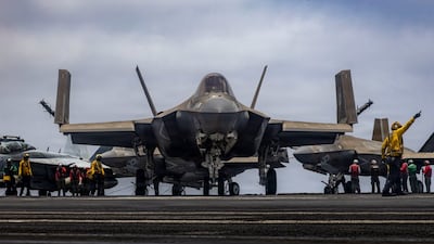 US warplanes take off trom the USS Abraham Lincoln in the Arabian Sea. Centcom
