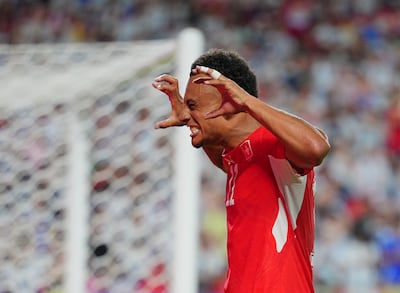 Switzerland's Dan Ndoye celebrates scoring the equaliser against Argentina. Reuters