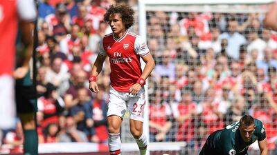 Arsenal's David Luiz brings the ball out of defence. AFP