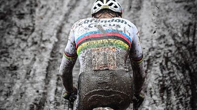 Dutch rider Mathieu Van Der Poel on his way to victory during the sixth stage of the World Cup cyclocross competition, the Cross de la Citadelle in Belgium, on Sunday, December 22. AFP