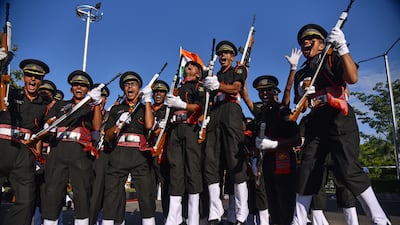Indian Army cadets take part in their graduation ceremony at the Officers Training Academy in Chennai on Saturday. EPA