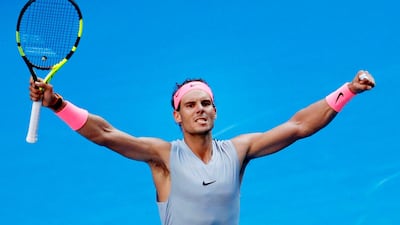 Rafael Nadal of Spain celebrates after winning his second-round match against Leonardo Mayer of Argentina at the Australian Open. Mast Irham / EPA