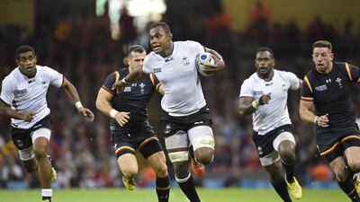 The sevens specialists would have enjoyed the try by Fiji’s Vereniki Goneva, centre, against Wales. Rebecca Naden / Reuters