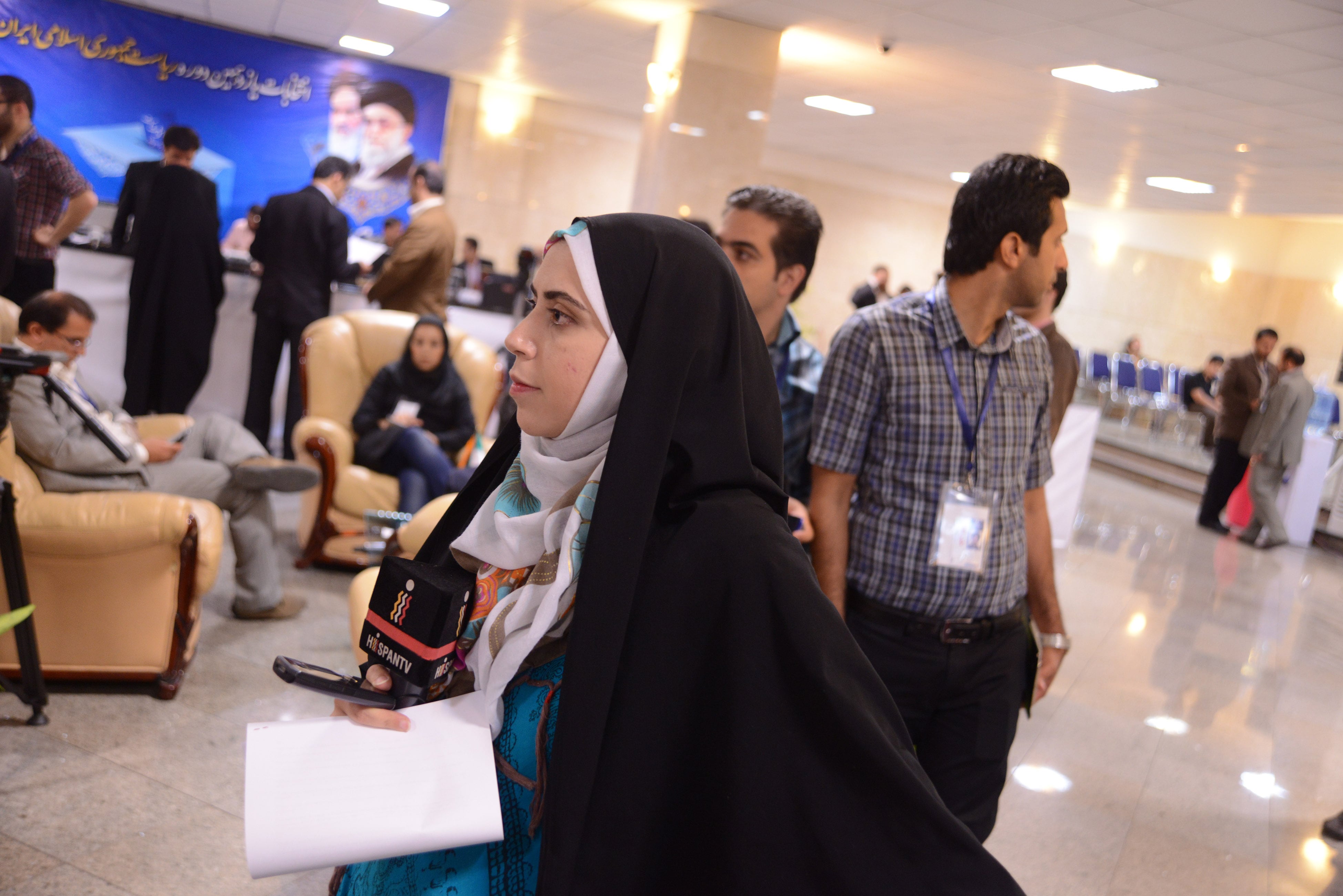 A HispanTV reporter in Iran. Getty Images
