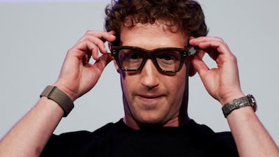 Meta chief executive Mark Zuckerberg wears a pair of Meta Ray-Ban Display glasses. Reuters