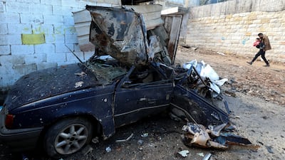 A damaged car at the Jenin refugee camp after an Israeli raid in the occupied West Bank. EPA