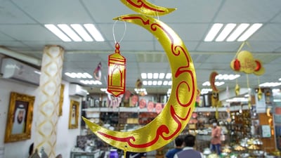 Ramadan decor inside the Al Fateh Plaza shop at Al Mina Souk. Victor Besa / The National