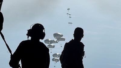 The planes dropped the crates of aid after flying to Gaza from the Mediterranean, and after obtaining Israeli clearance, source said. Reuters