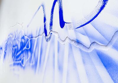 Dale Harding celebrates his heritage using the pigment Reckitt's Blue, which Aboriginal people once used for rock-painting. Courtesy Queensland Art Gallery