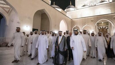 Sheikh Dr Sultan bin Muhammad Al Qasimi, Supreme Council Member and Ruler of Sharjah, inaugurates Sharjah Mosque in the Al Tay area. WAM