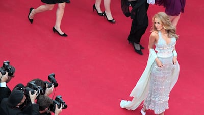 Blake Lively in Chanel at the 'Mr Turner' at Cannes Film Festival in 2014. Getty Images