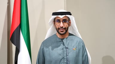 Abdulla Al Balalaa, Assistant Minister for Energy and Sustainable Affairs at the UAE Ministry of Foreign Affairs, during an interview with The National at the Cop30 climate summit in Belem. Nilanjana Gupta for The National