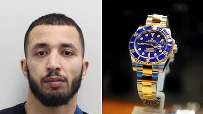 Mohamed Amoyos, 33, who has been jailed for four-and-a-half years and a Rolex Submariner watch. Metropolitan Police / Getty Images