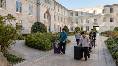 Foreign students arrive at Nottingham University before the new academic year. Alamy