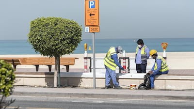An empty Sunset Beach located between the Jumeirah Beach Hotel and Kite Beach in Dubai. Antonie Robertson / The National