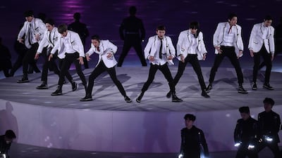 Exo perform during the Closing Ceremony of the PyeongChang 2018 Winter Olympic Games at PyeongChang. David Ramos / Getty
