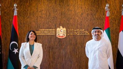 The Libyan Foreign Minister met with her UAE counterpart, Sheikh Abdullah bin Zayed Al Nahyan, in Abu Dhabi in June this year. WAM