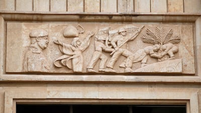 A portrait of Saddam on one of his palaces in the Babylon Tourist Resort.