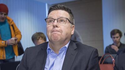 Former Helsinki drugs squad chief Jari Aarnio is pictured during his trial in the Finnish capital on March 8, 2016. Markku Ojala / EPA