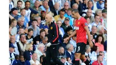 Rio Ferdinand comes off during Manchester United's victory over West Brom on Sunday. Mike Hewitt / Getty Images