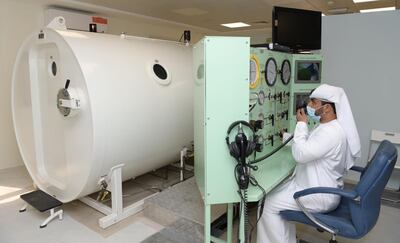 Dubai Police's decompression chamber used to treat scuba divers suffering from the bends. Photo: Dubai Police