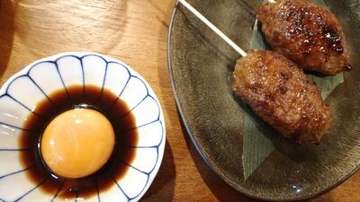 A popular Kinoya dish, the Wagyu tsukune.