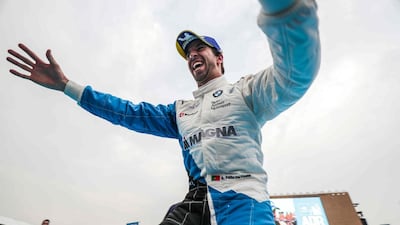 Antonio Felix da Costa celebrates his win.