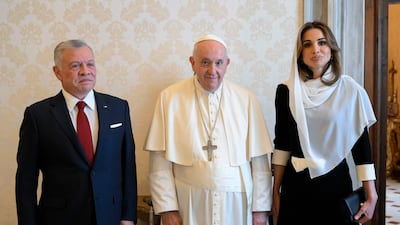 Earlier on Thursday, King Abdullah and Queen Rania met Pope Francis at the Vatican. AFP