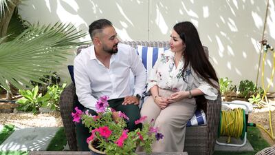 Odai Alsoubie and wife Sandra bought their Dh1.7m townhouse in Mira Oasis in 2020. All photos: Pawan Singh / The National