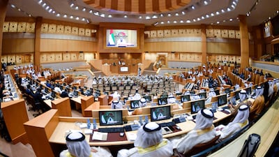 Mohammed bin Rashid inaugurates the third session of the 16th legislative term of the Federal National Council. 25 October 2017. WAM