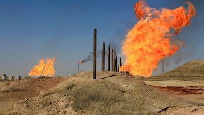 Flames emerge from flare stacks at an oilfield in Kirkuk. Iraq plans to boost output from Kirkuk to 700,000 bpd. Alaa Al-Marjani/Reuters