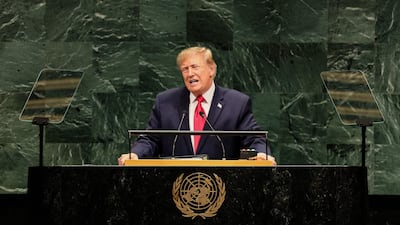 NEW YORK, NEW YORK - SEPTEMBER 22: U. S. President Donald Trump speaks during the 81st session of the United Nations (U. N. ) General Assembly at U. N. Headquarters on September 22, 2026 in New York City. World leaders have gathered in New York for the annual session of the United Nations General Assembly, with this year's global issues ranging from the threat of artificial intelligence to the continued wars in Ukraine and Gaza. Michael M. Santiago/Getty Images/AFP (Photo by Michael M. Santiago / GETTY IMAGES NORTH AMERICA / Getty Images via AFP)