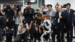 A robot is demonstrated during the M.AX Conference at Robotis in Seoul, South Korea on May 29. South Korea occupies a critical position in the global AI supply chain. EPA