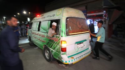 A vehicle carrying the bodies of victims leaves a hospital in Ismailia after the road accident in Egypt. Reuters