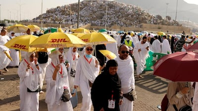 Muslims gather at the foot of Mount Arafat. Reuters