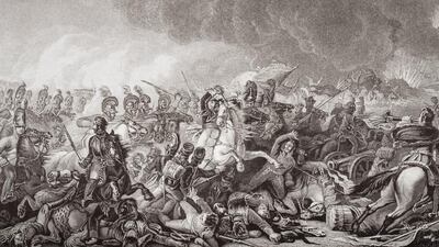 Waterloo, the decisive charge of the guards, June 18, 1815, engraved by W M Lizars. Universal History Archive / Getty Images
