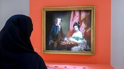 Portrait of William and Penelope Welby Playing Chess (1769) by Francis Cotes is among the highlights of A Board Game Adventure exhibition at Louvre Abu Dhabi. Victor Besa / The National