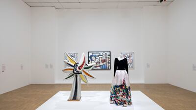 Fernand Leger's 'La Fleur Polychrome' (1952) alongside a and YSL dress from 1981, on display at Pompidou Centre. Photo: Helene Mauri