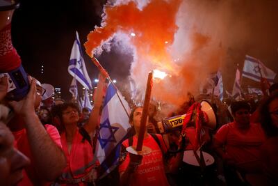 Israelis protest in Tel Aviv on March 16. Reuters