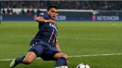 Thiago Silva, a stalwart for the PSG defence, has been linked to Barcelona. Dean Mouhtaropoulos / Getty Images