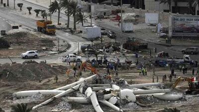 The statue in the centre of Pearl Square was torn down yesterday. Reuters