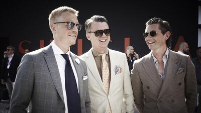 Three ways to wear a pocket square. Also: earth tones will never go out of style.