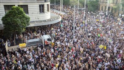 Temperatures soared above 40°C in parts of New South Wales and Victoria, where attention was focused on the two fires that linked to form yet another monster blaze. Getty Images
