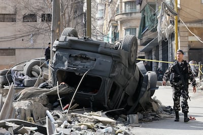 The wreckage after Israeli air strikes in Beirut's Bashoura neighbourhood. EPA