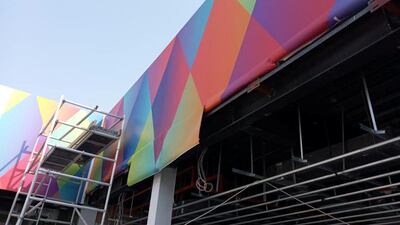 Details are added to the exterior of Monaco's Expo 2020 Pavilion. Courtesy: Monaco Expo 2020