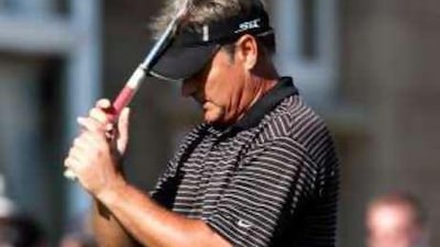 John Cook reacts after missing his putt on Sunday.