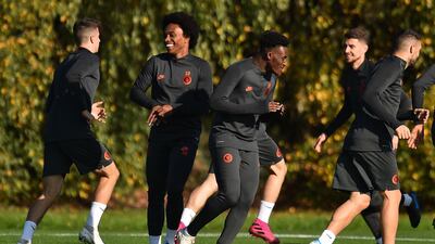 Chelsea' players put through their paces at Cobham. AFP
